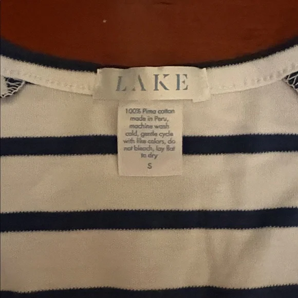 Lake Pajamas Maternity Pima Long Sleeve Pajama Top in Navy/White Stripe SZ S NEW - Picture 3 of 4